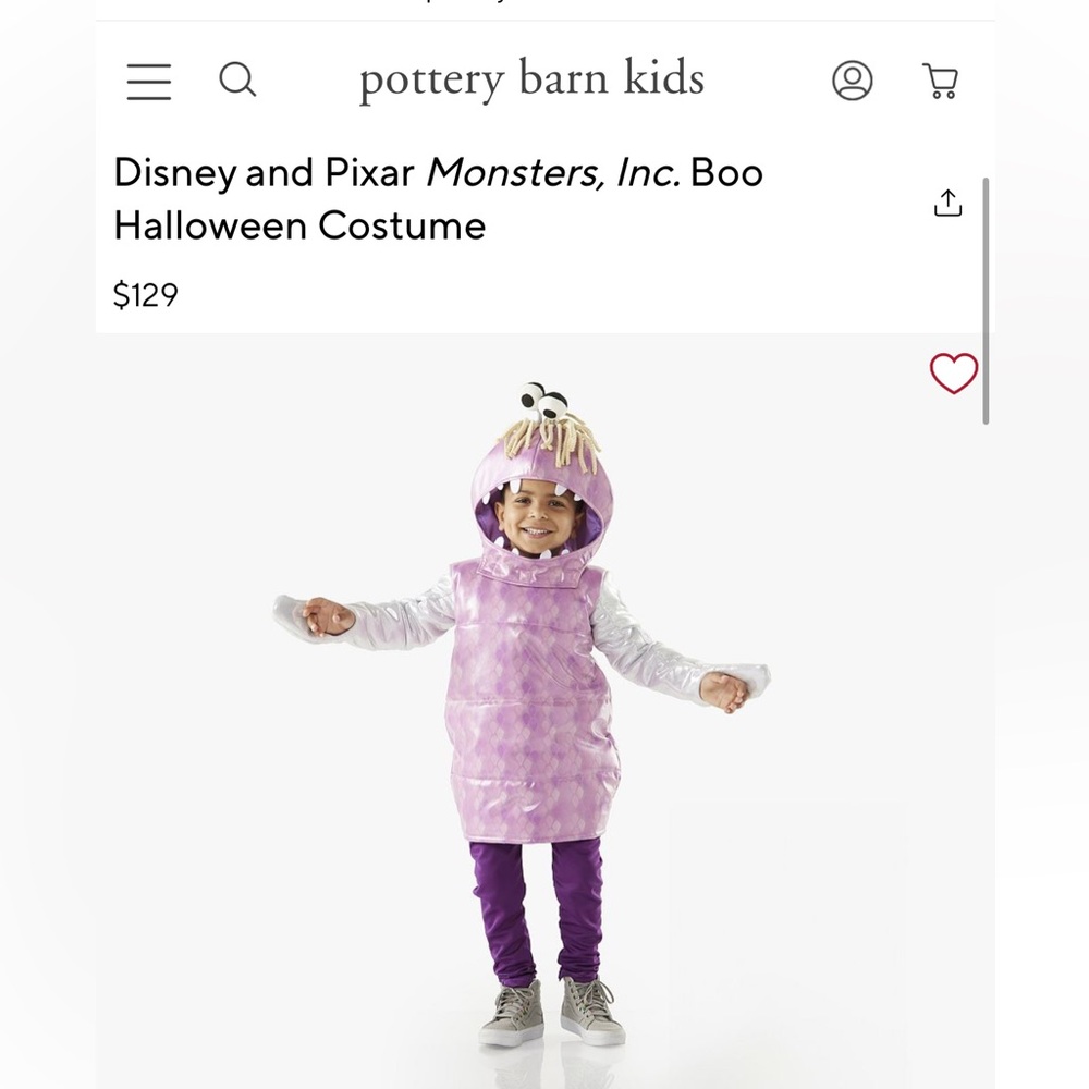 Pottery Barn Kids Purple Boo Costume